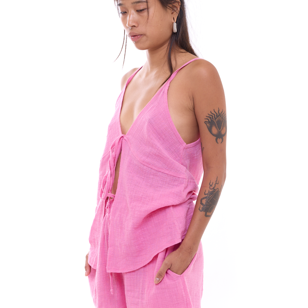 Pink - Unisex Linen Shorts