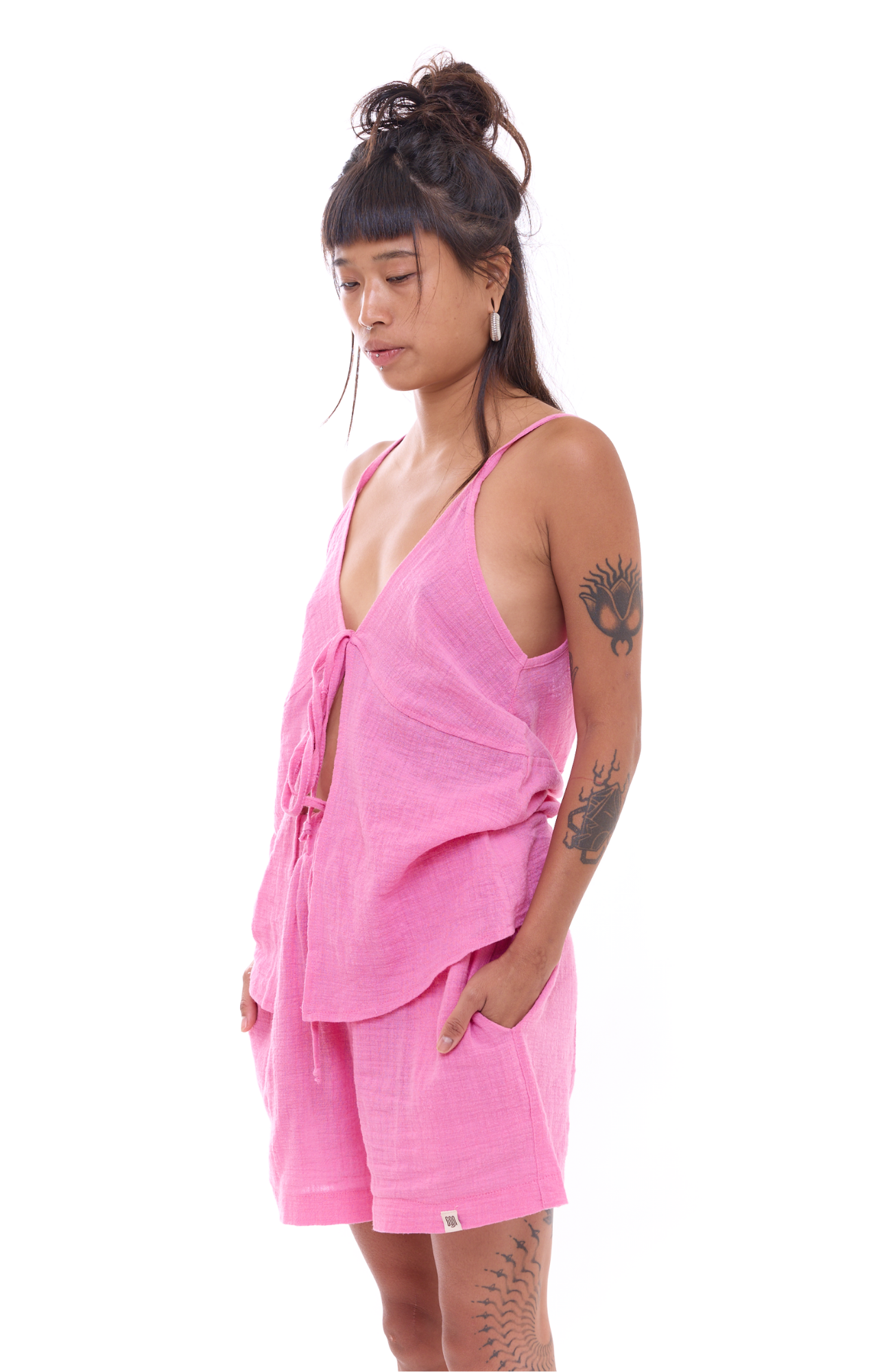 Pink - Unisex Linen Shorts