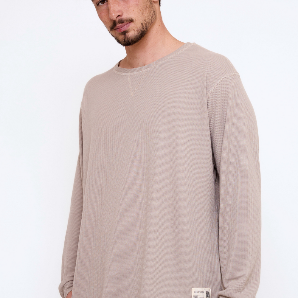 Khaki - Waffle Long Shirt