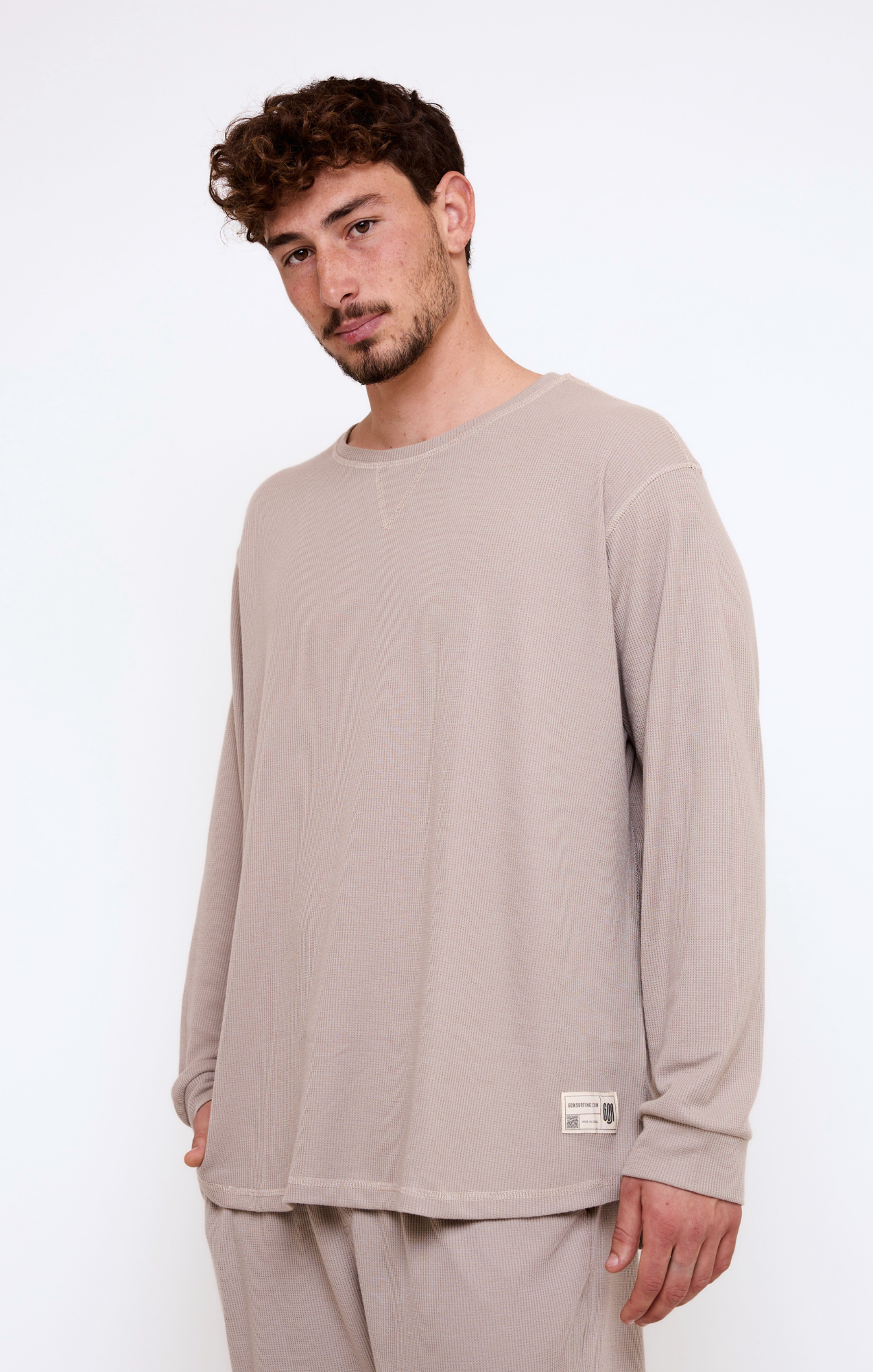 Khaki - Waffle Long Shirt