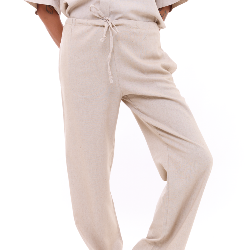 Natural - Woman Linen Long Pants