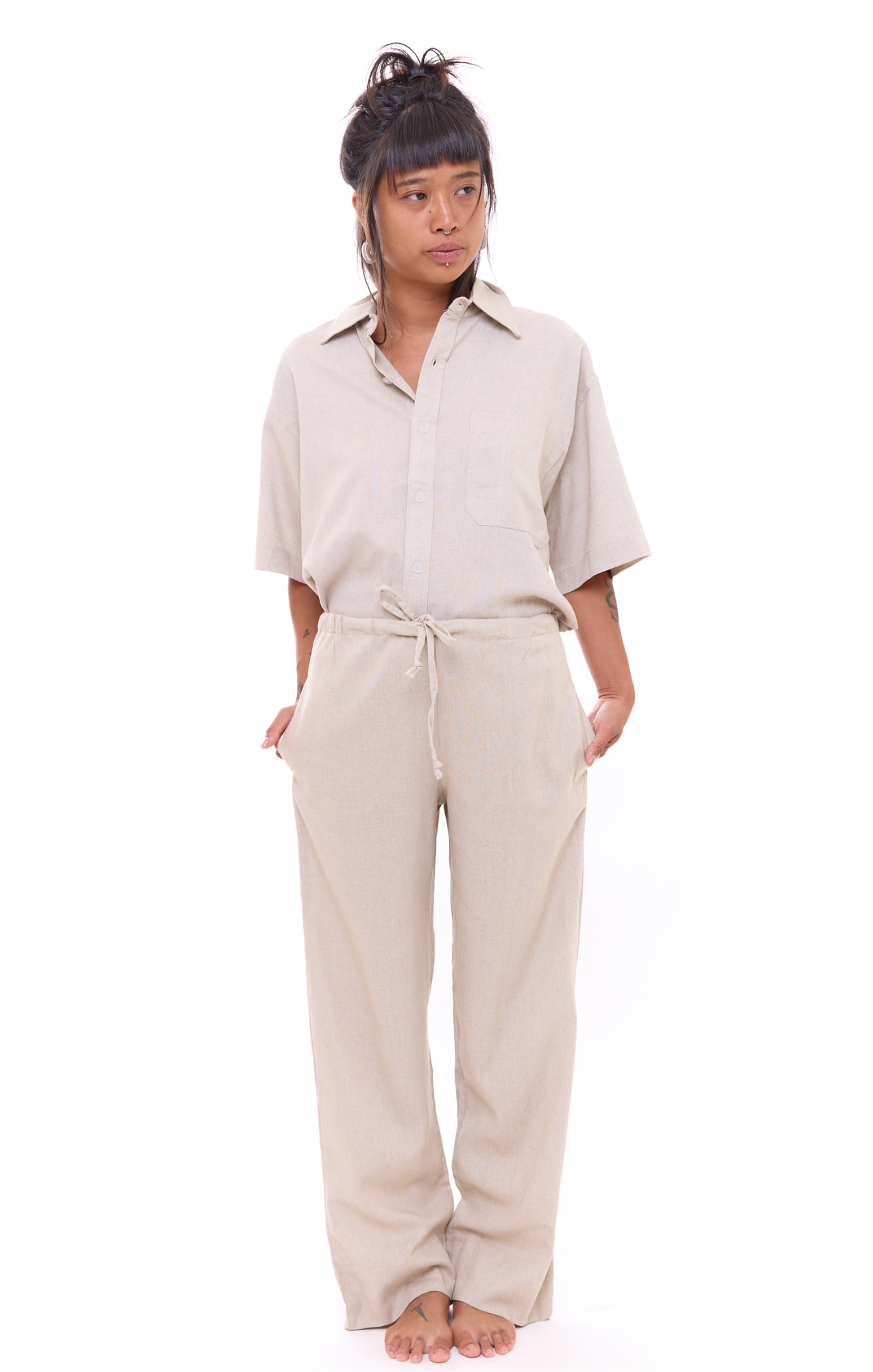 Natural - Unisex Oversize Linen Shirt