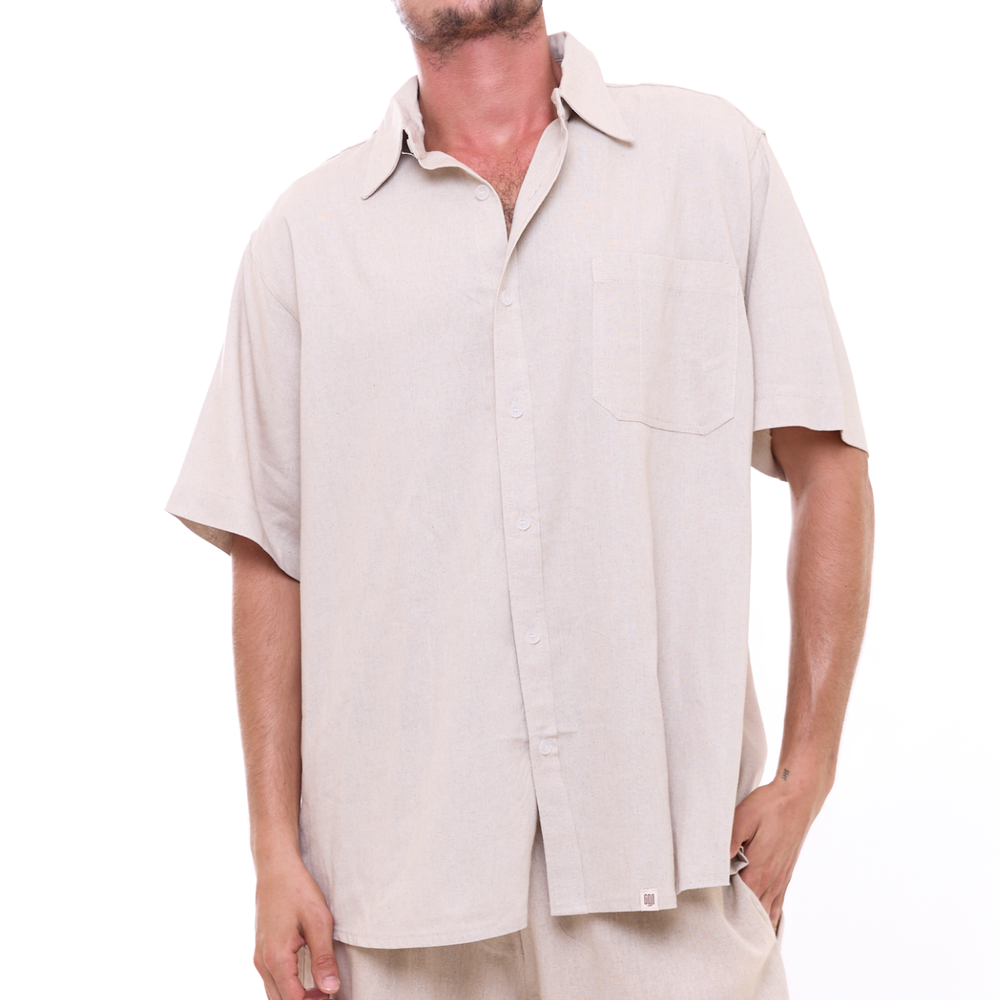 Natural - Unisex Oversize Linen Shirt