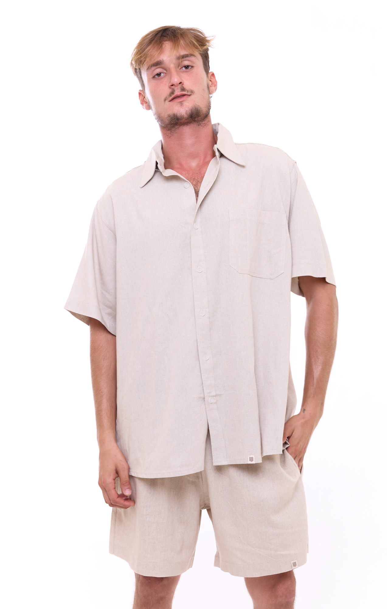 Natural - Unisex Oversize Linen Shirt