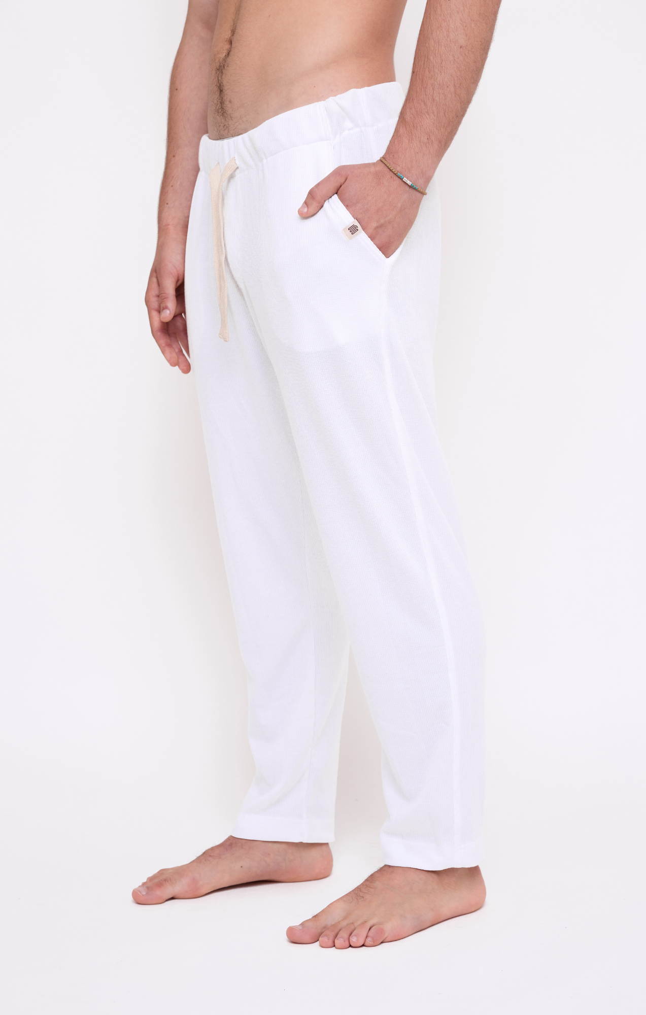 White - Waffle Unisex Long Pants