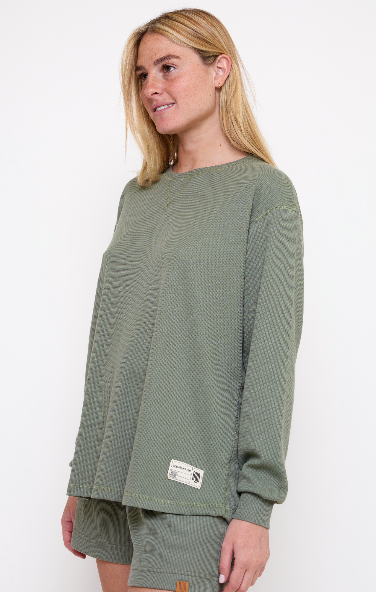 Green- Waffle Long Shirt