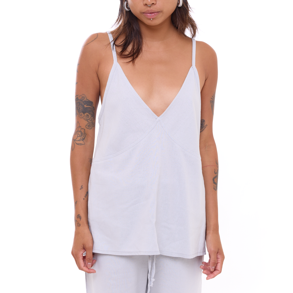 Light Gray - Women Linen Top