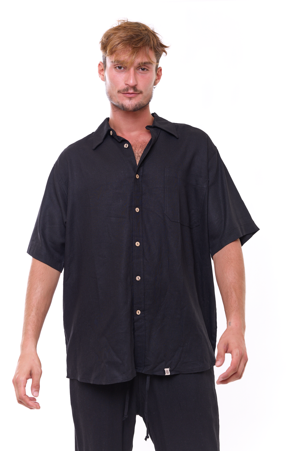 Black - Unisex Oversize Linen Shirt