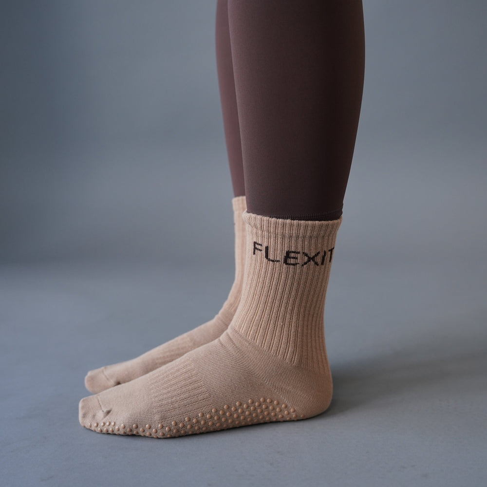 Mocha Pilates socks