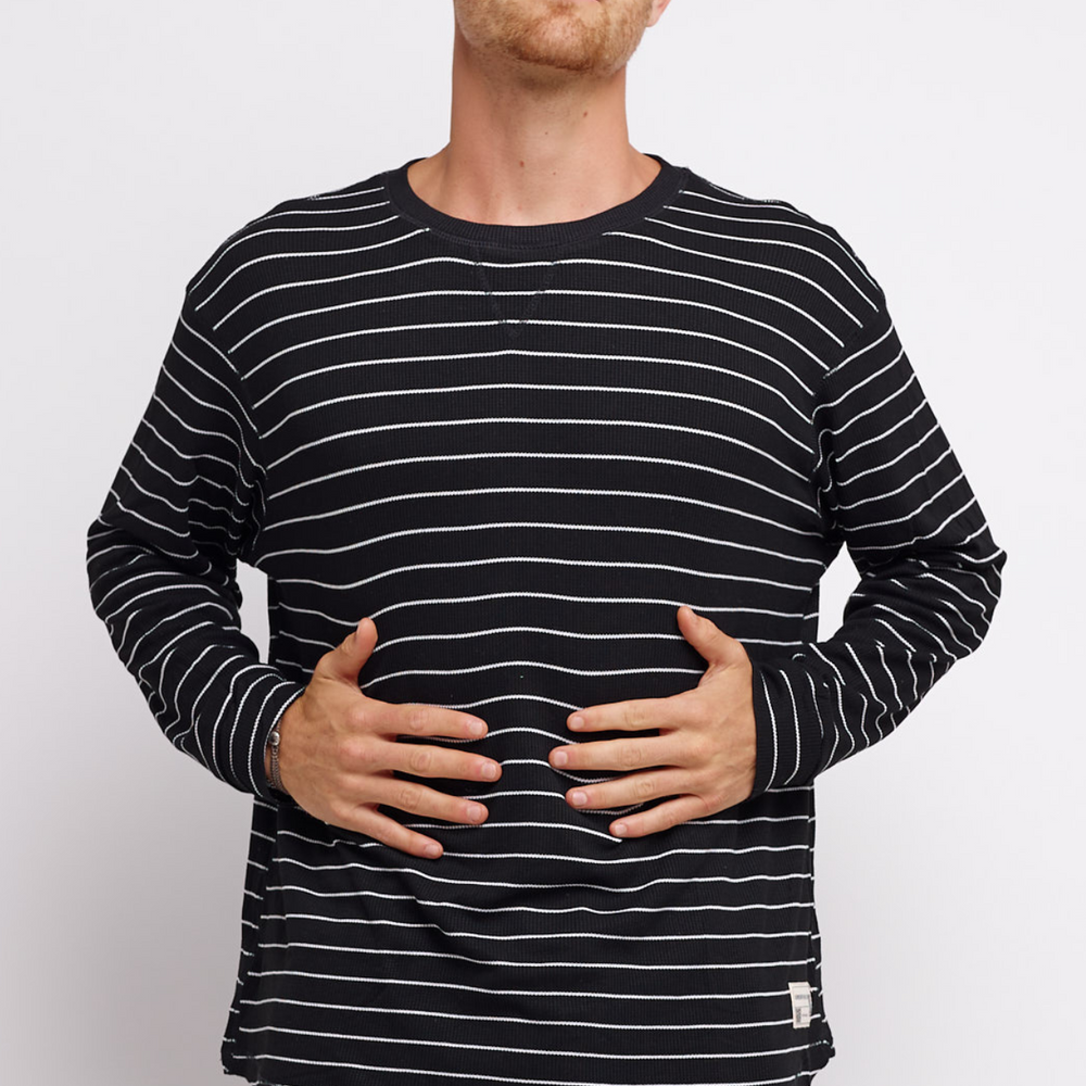 Black Stripes - Waffle Long Sleeve Shirts