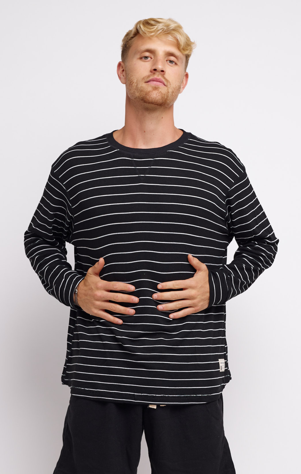 Black Stripes - Waffle Long Sleeve Shirts