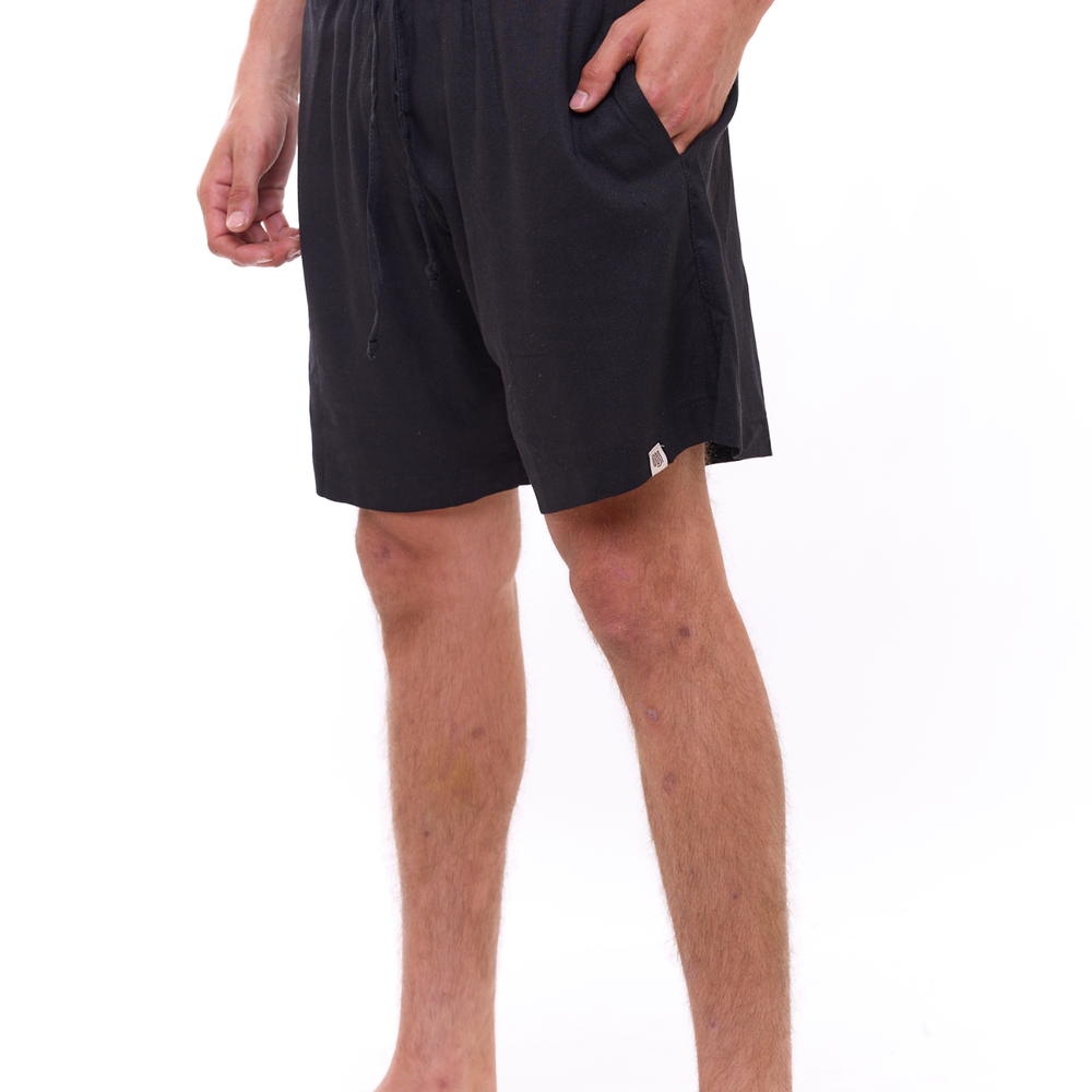 Black - Unisex Linen Shorts