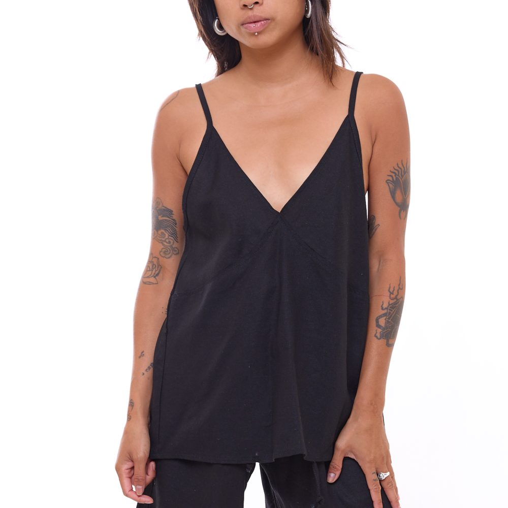 
                      
                        Black - Women Linen Top
                      
                    