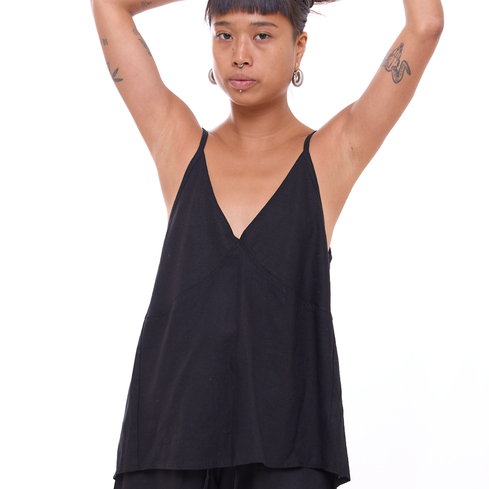 
                      
                        Black - Women Linen Top
                      
                    