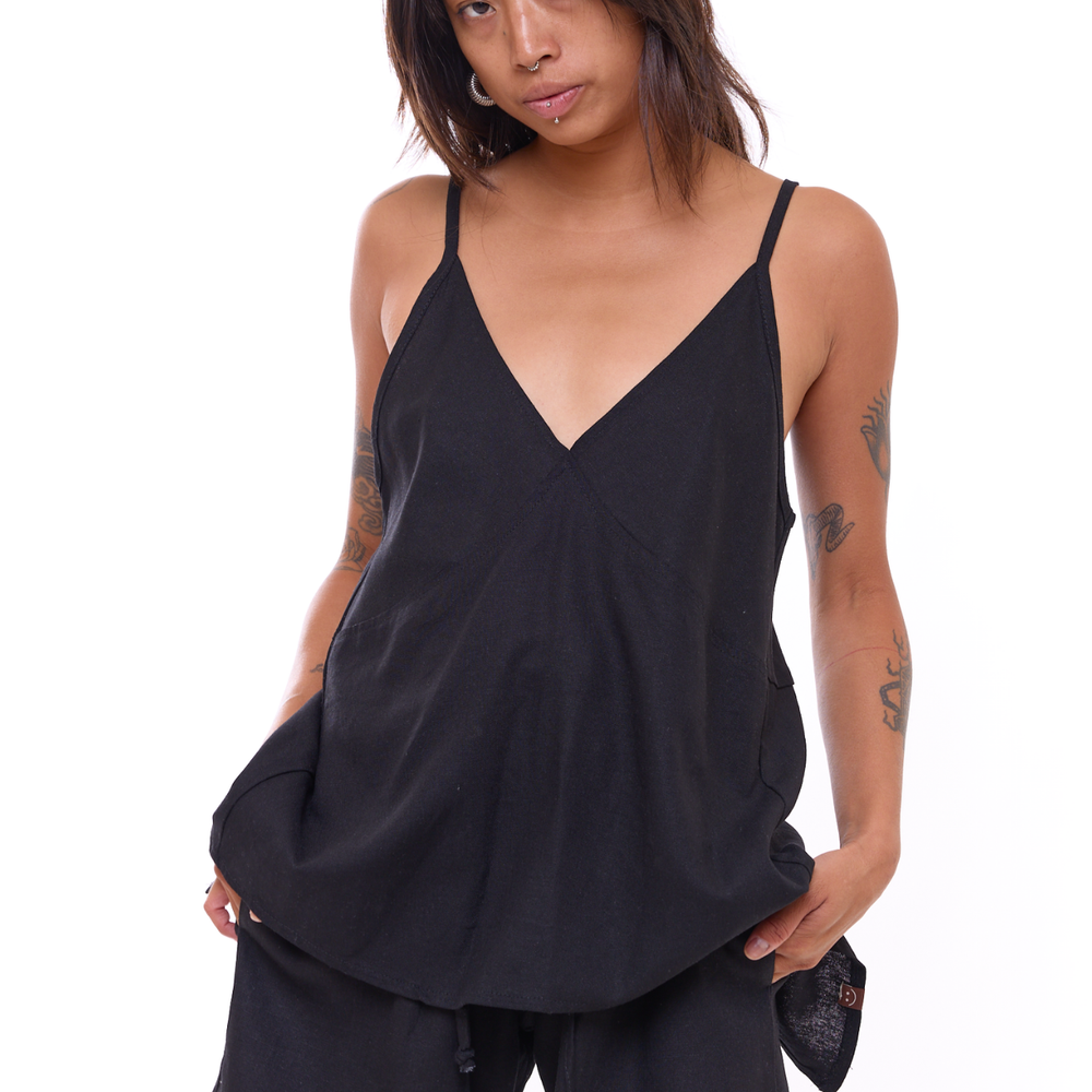 
                      
                        Black - Women Linen Top
                      
                    