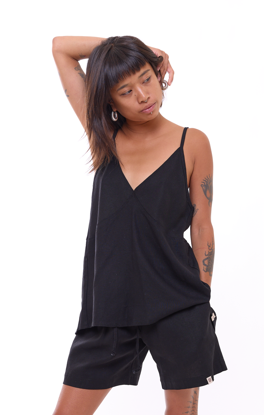 Black - Women Linen Top