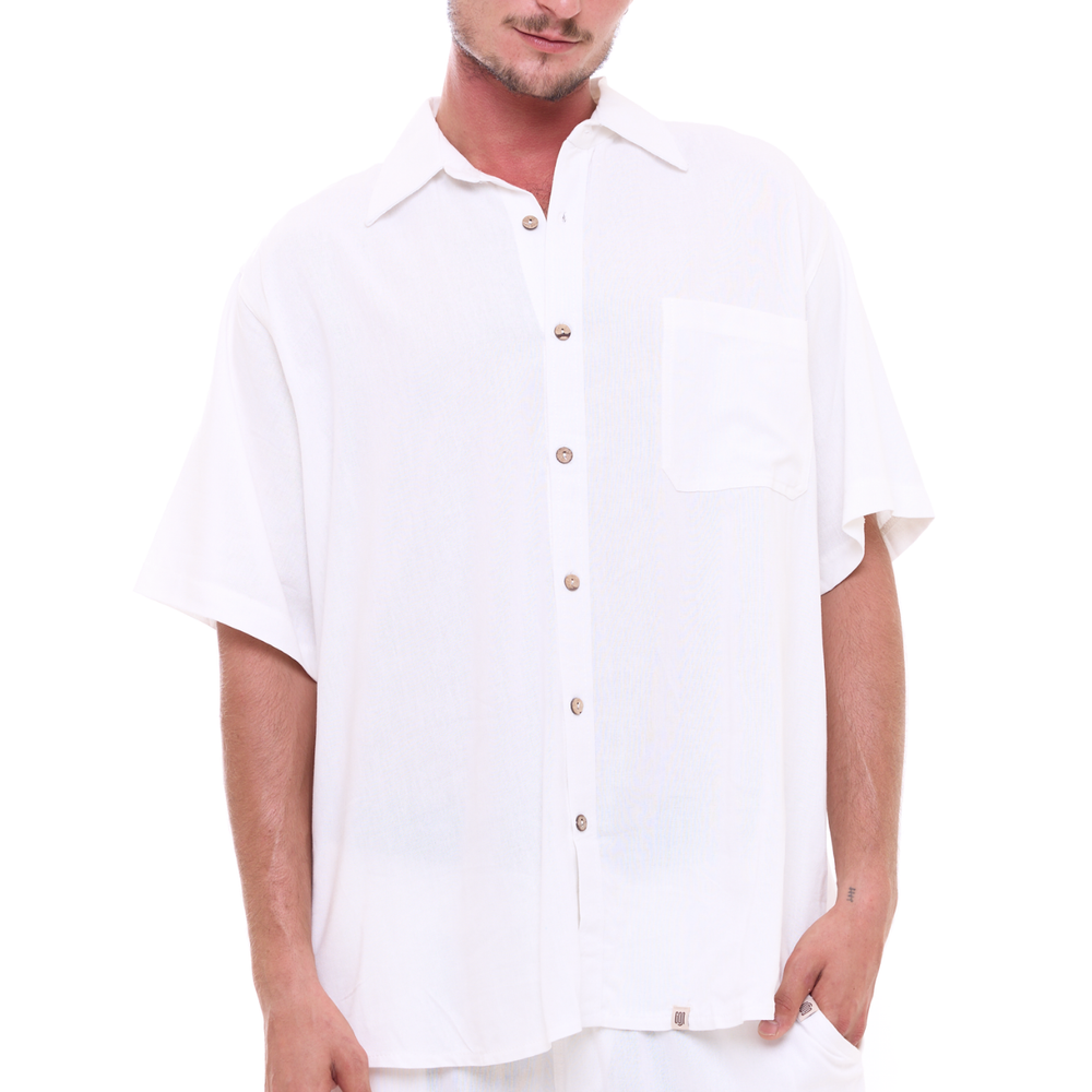 Off White - Unisex Oversize Linen Shirt