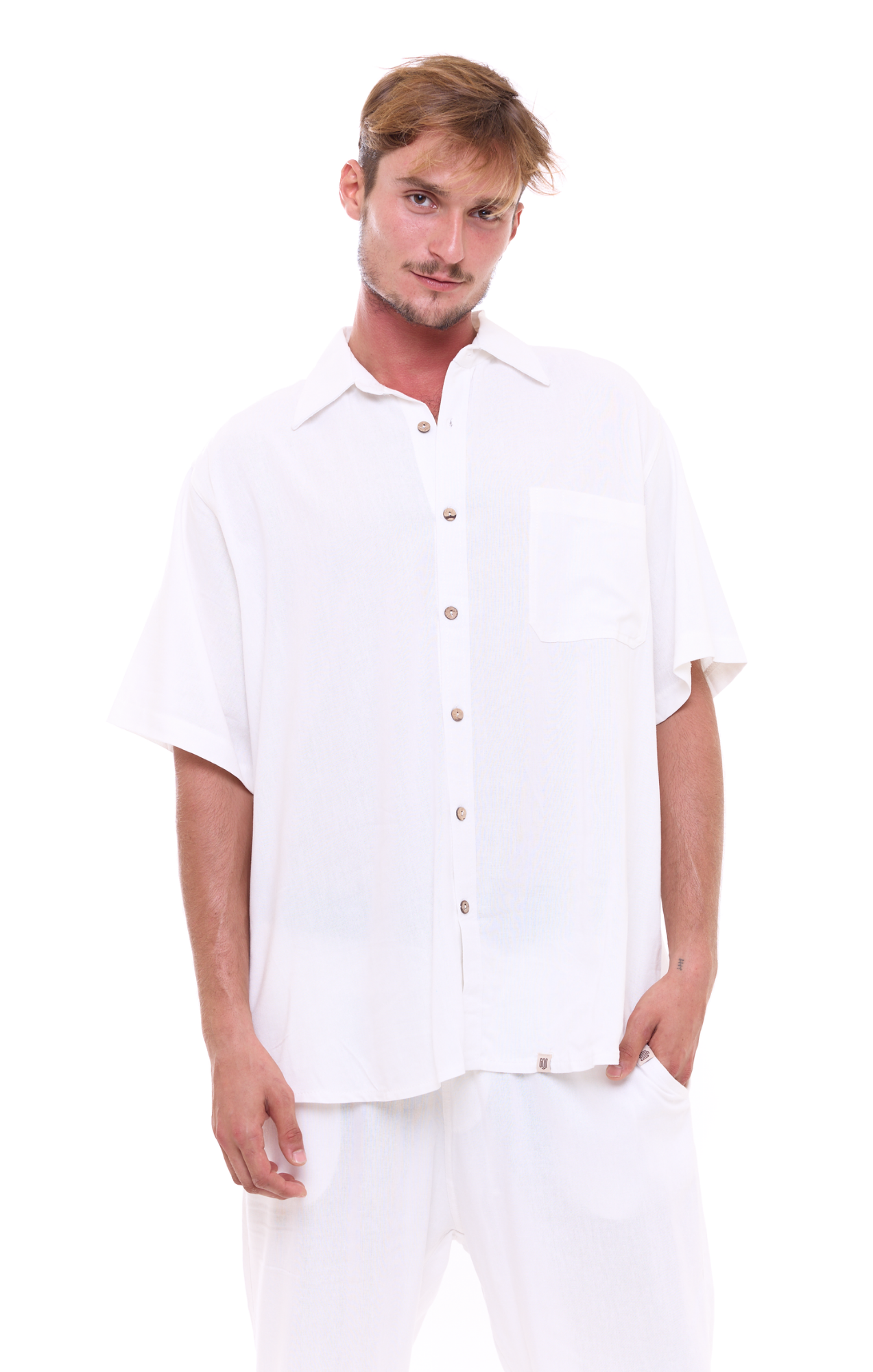 Off White - Unisex Oversize Linen Shirt