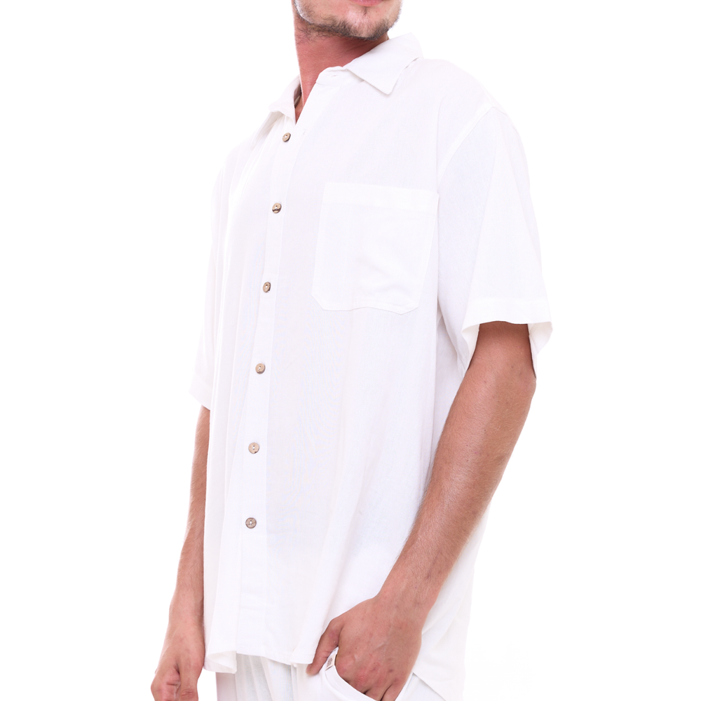 Off White - Unisex Oversize Linen Shirt