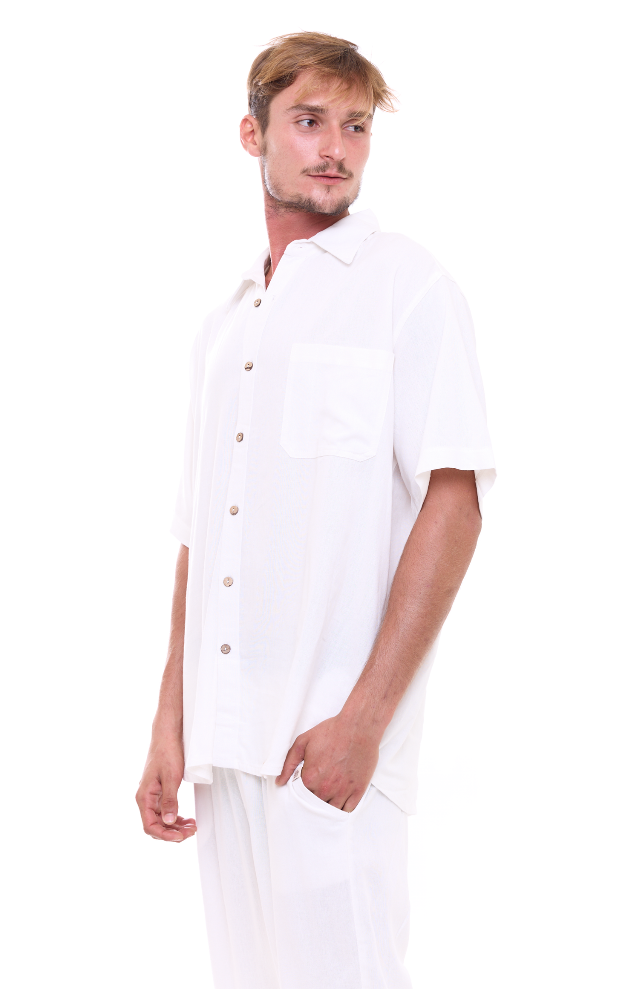 Off White - Unisex Oversize Linen Shirt