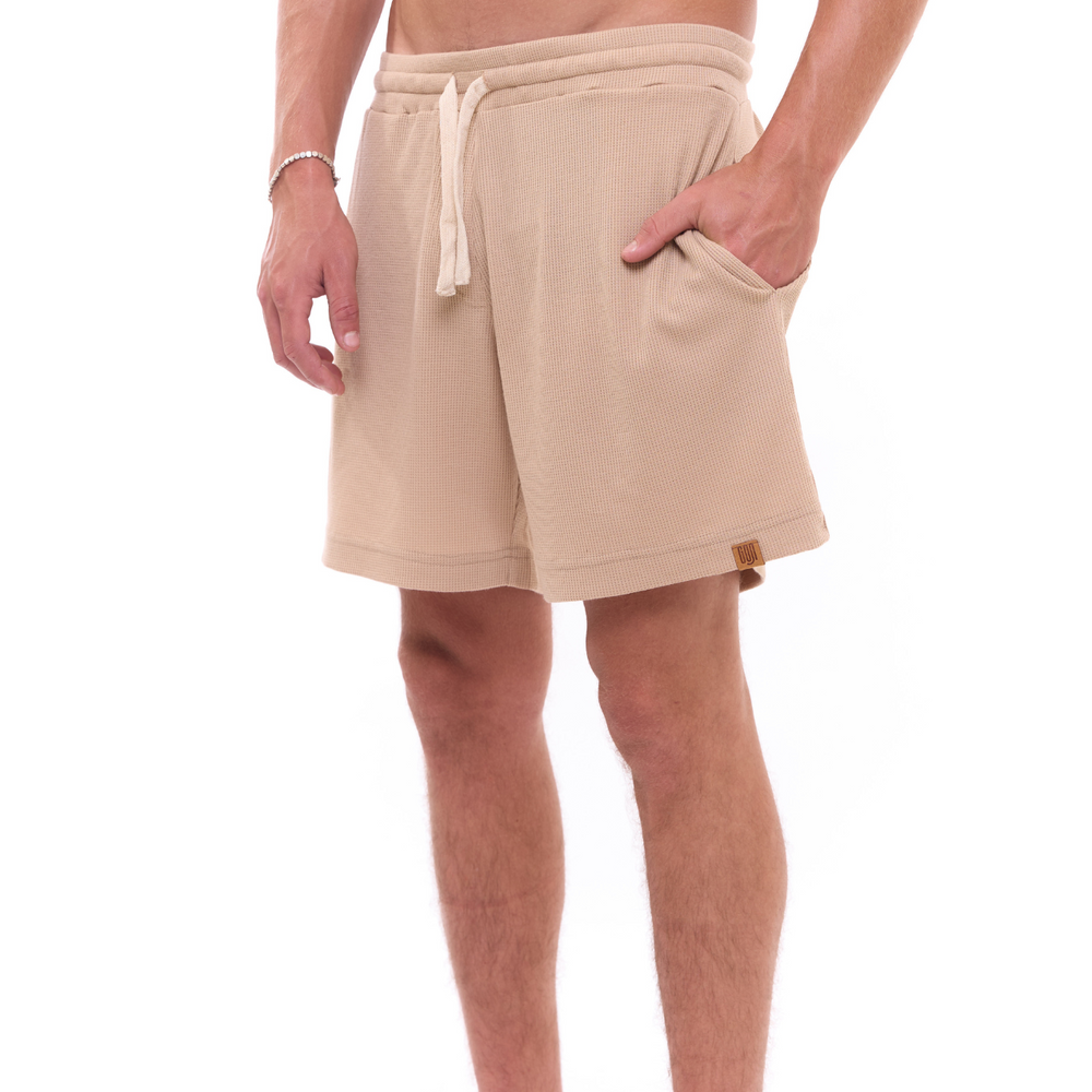 Beige - Waffle Unisex Shorts