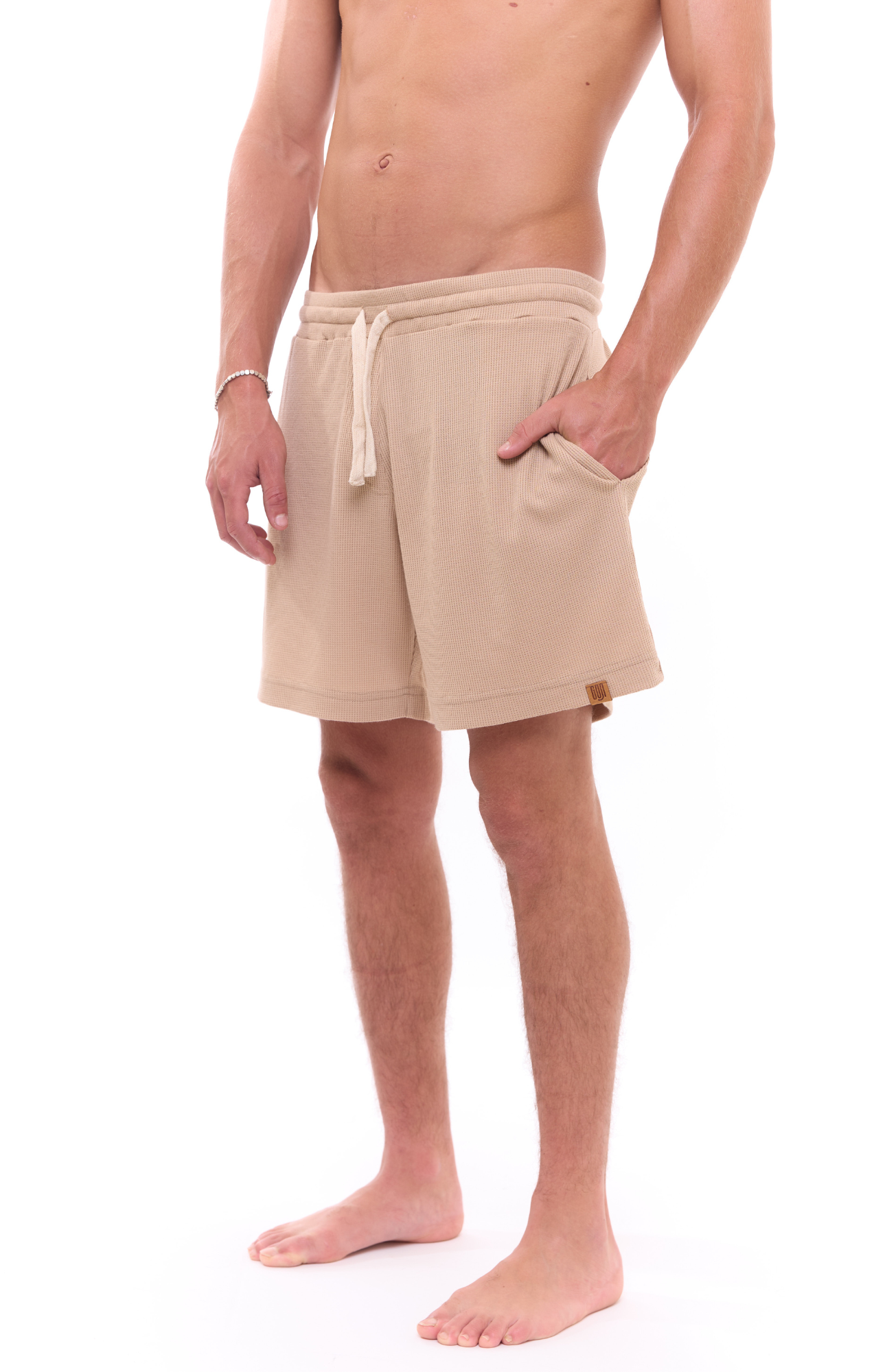 Beige - Waffle Unisex Shorts