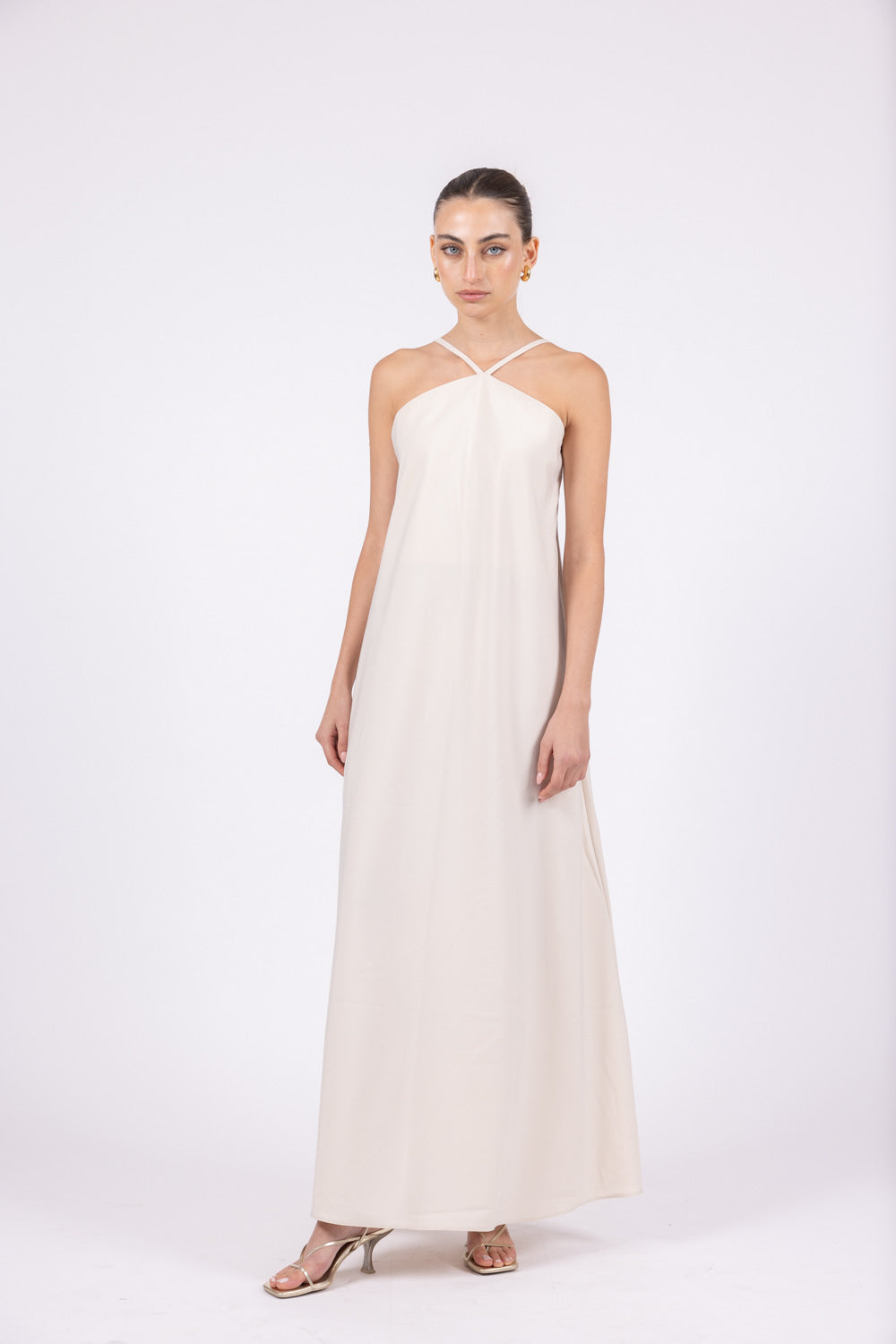 ANNA maxi dress in beige front look