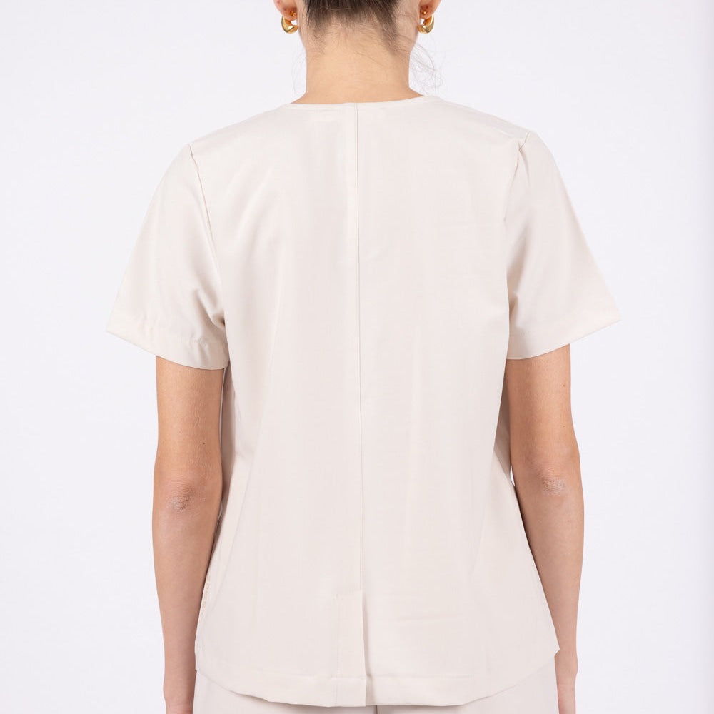 
                      
                        ANNA short sleeve top in beige back look
                      
                    