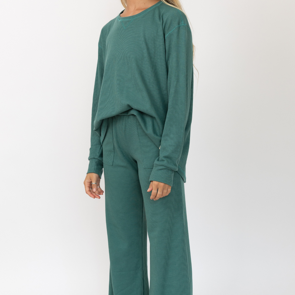 
                      
                        Turquoise- Waffle Long Pants
                      
                    