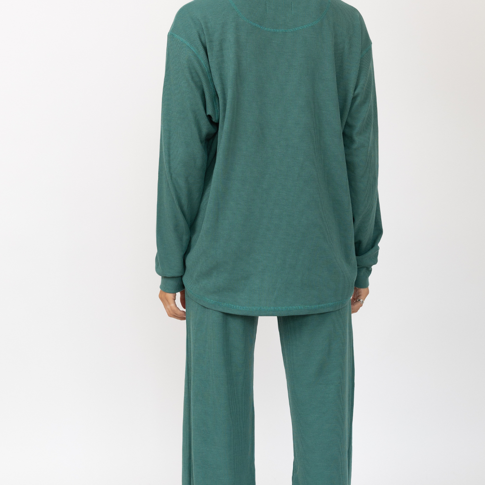 
                      
                        Turquoise- Waffle Long Pants
                      
                    