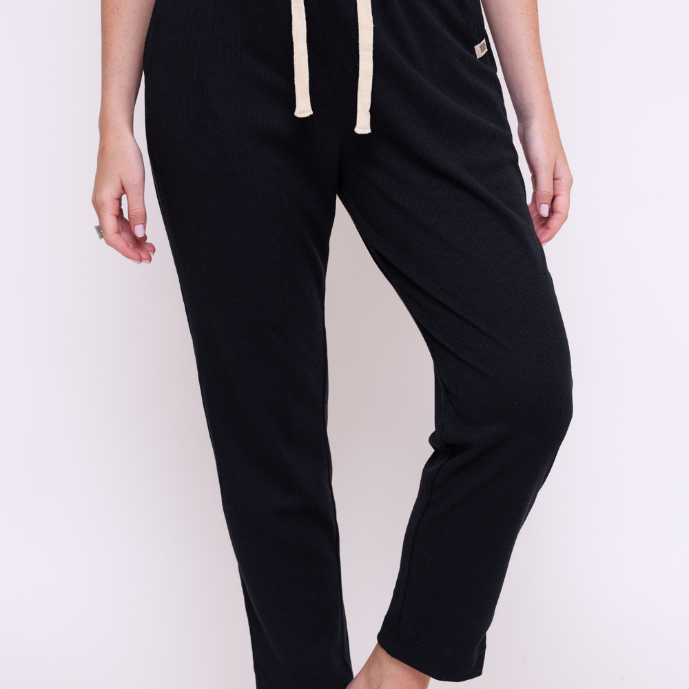 Black - Waffle Unisex Long Pants