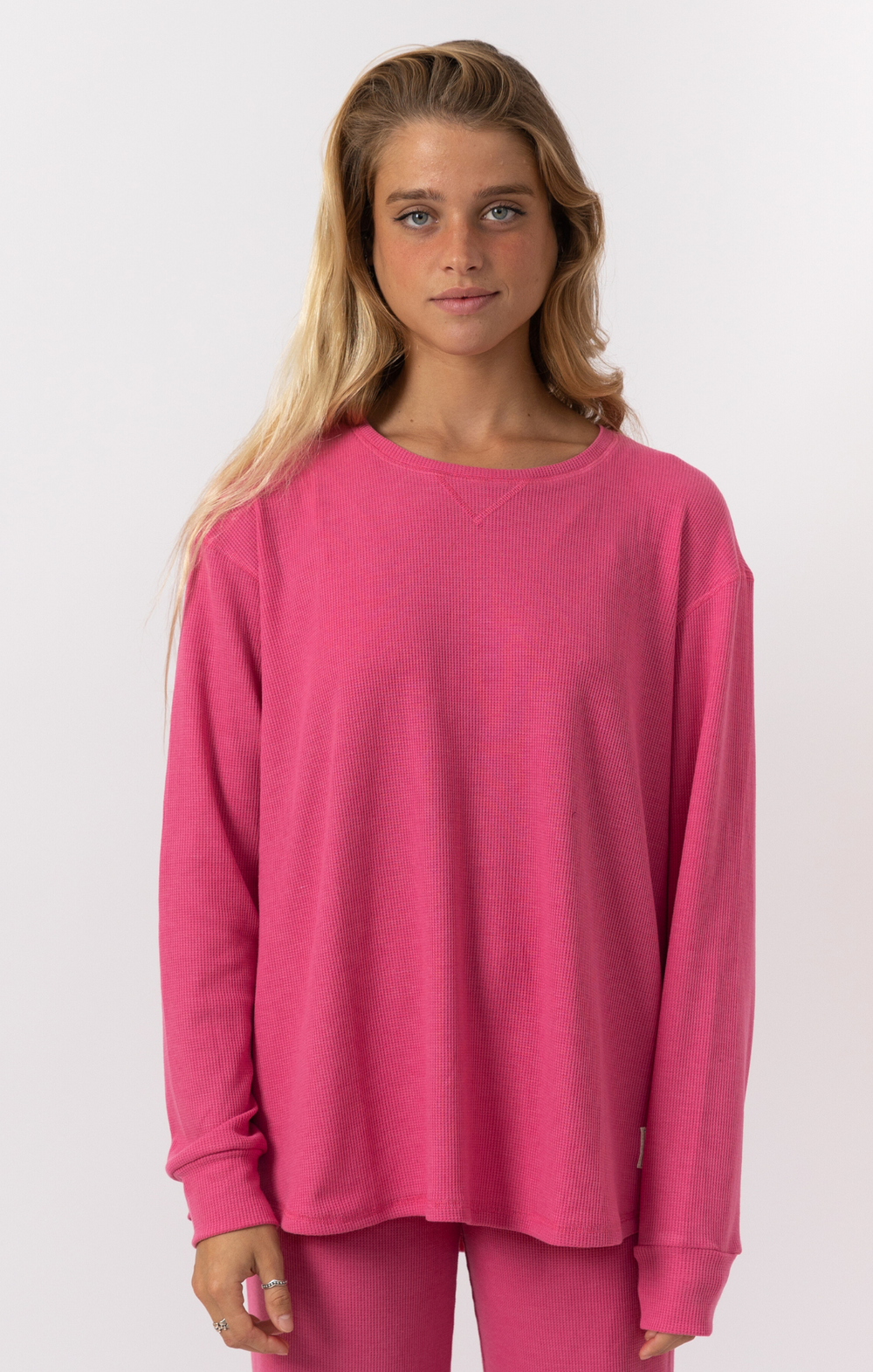 Pink - Waffle Long Shirt