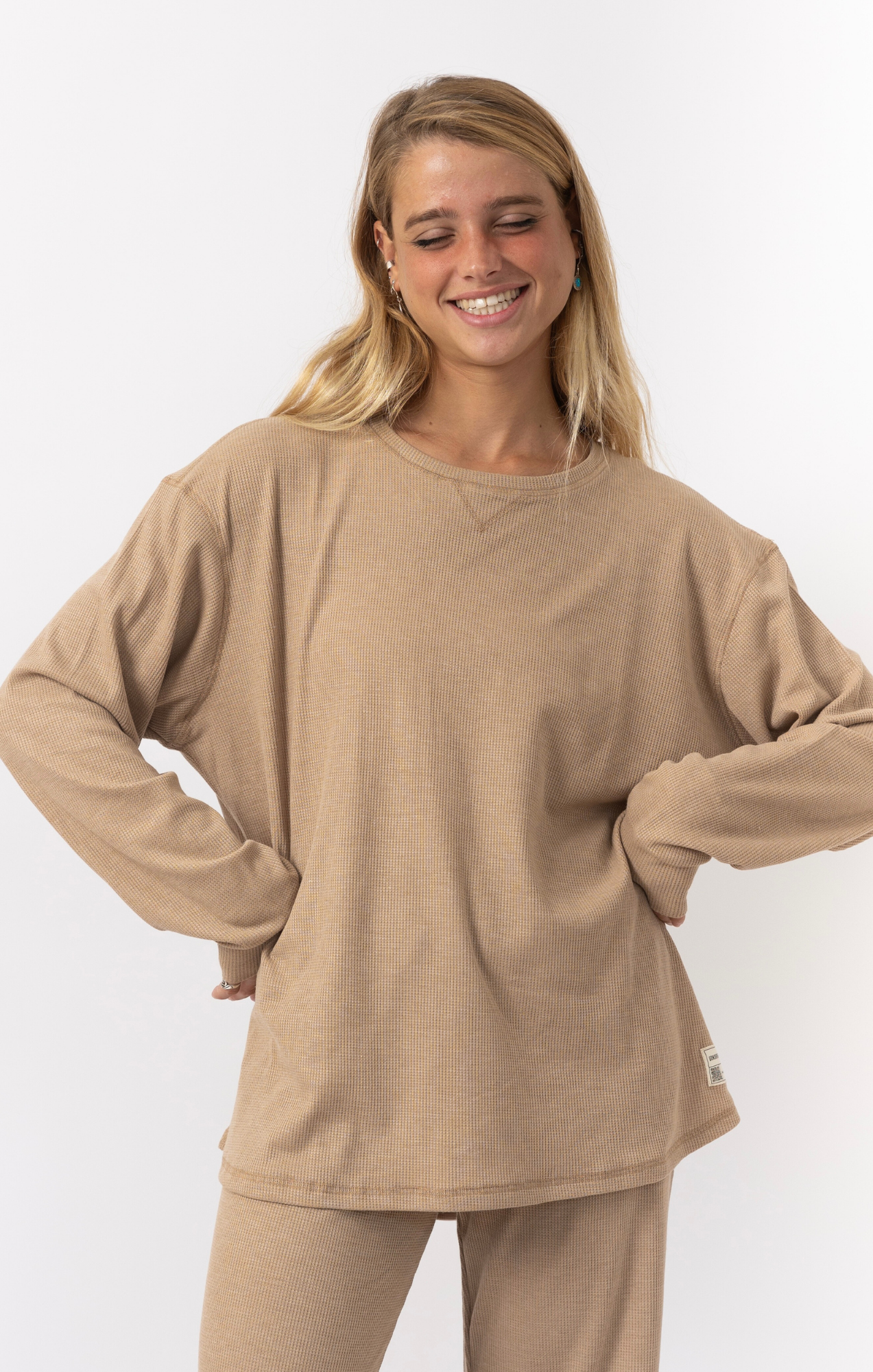 Beige - Waffle Long Shirt