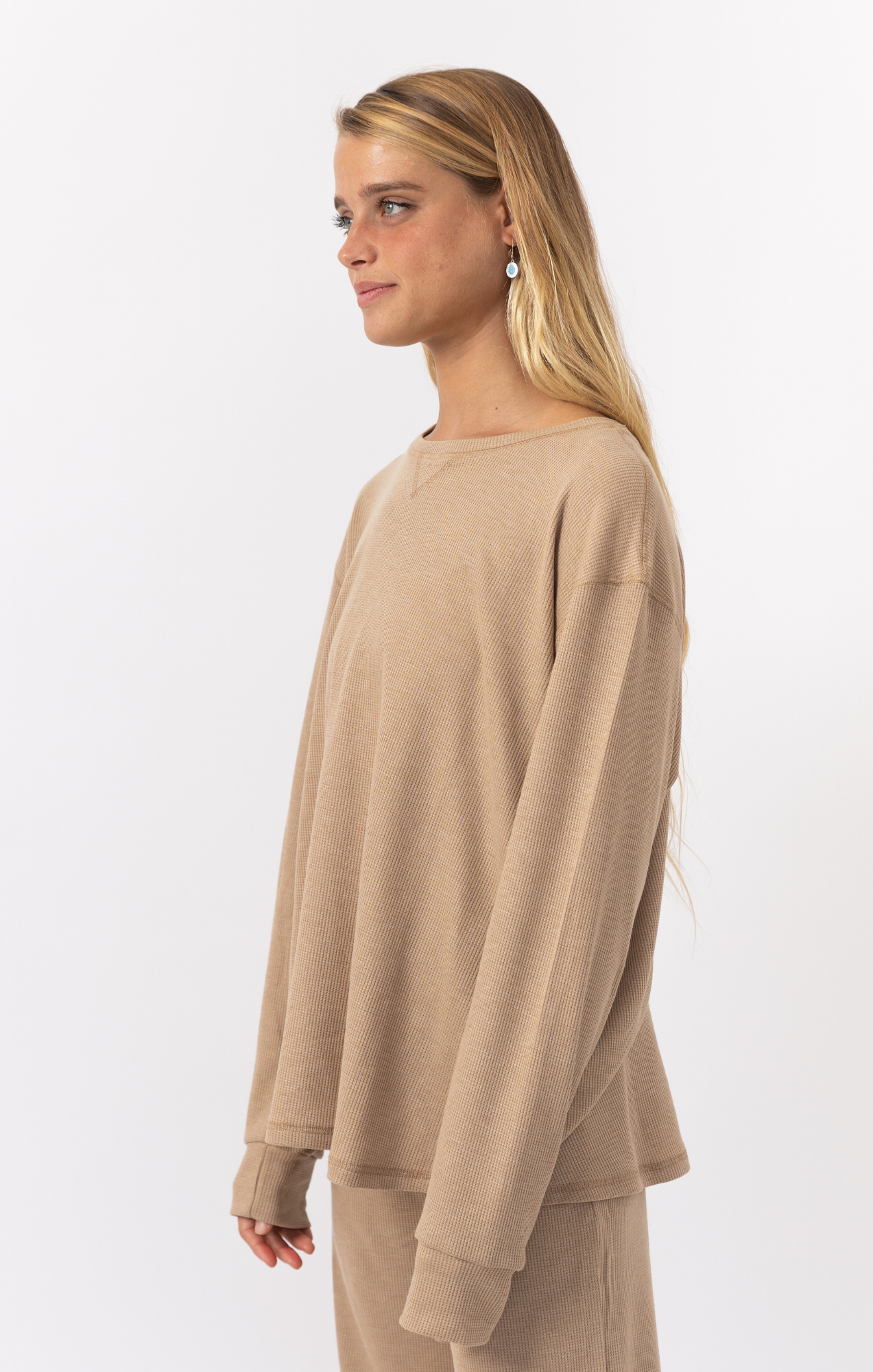 Beige - Waffle Long Shirt