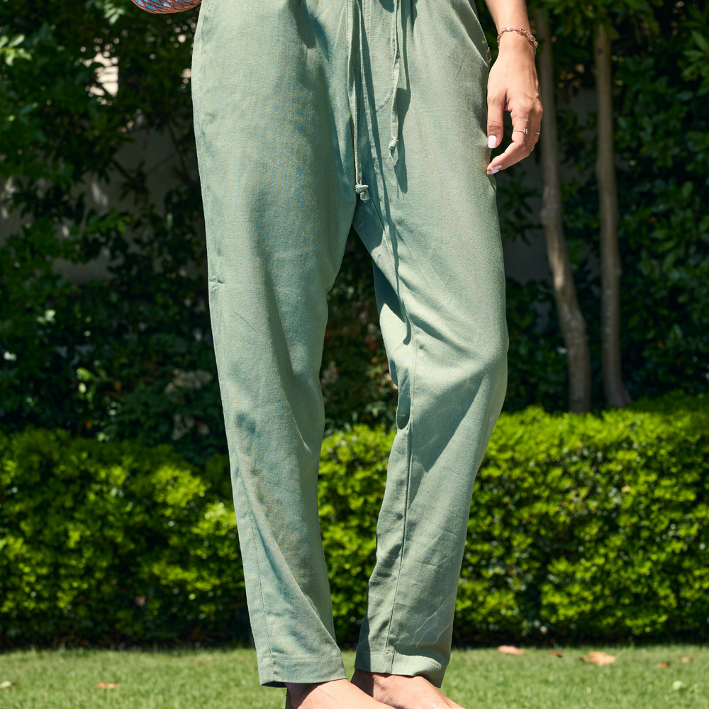 
                      
                        Green - Linen Long Pants
                      
                    