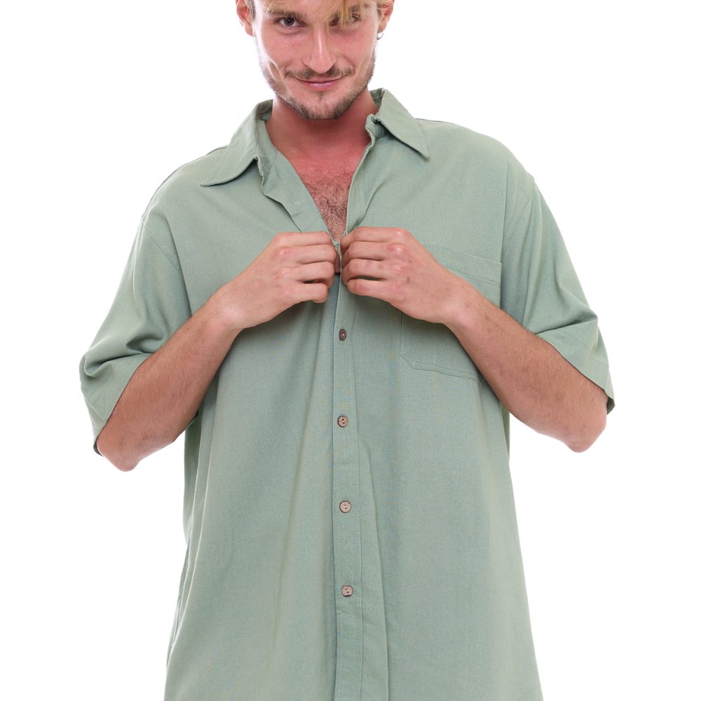 Green - Unisex Oversize Linen Shirt