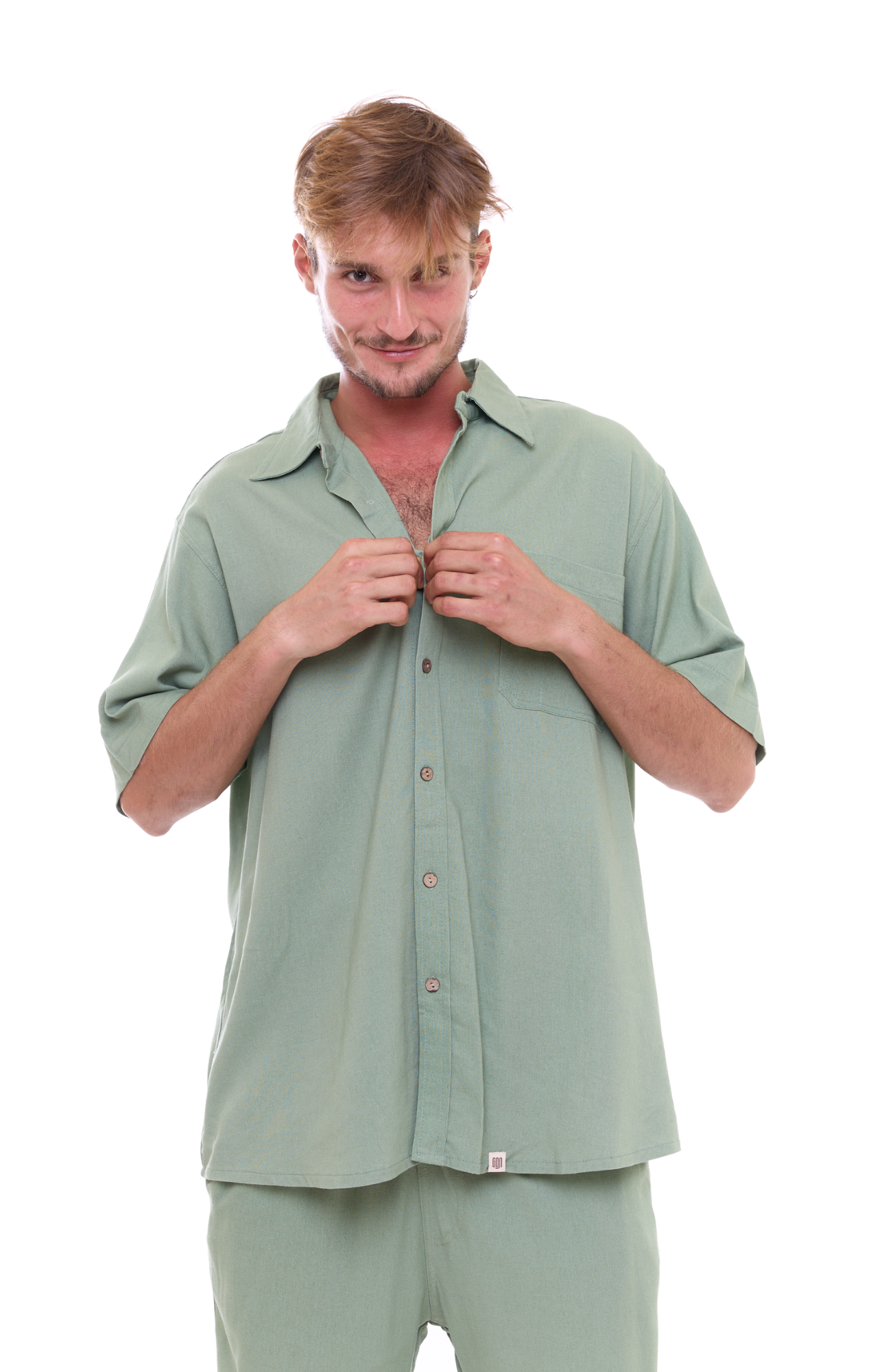 Green - Unisex Oversize Linen Shirt