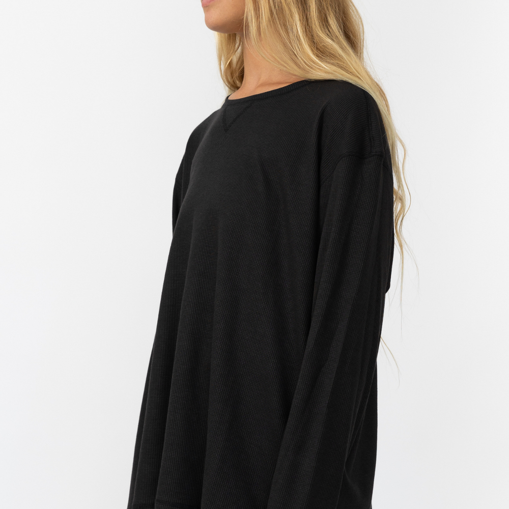 Black- Waffle Long Shirt