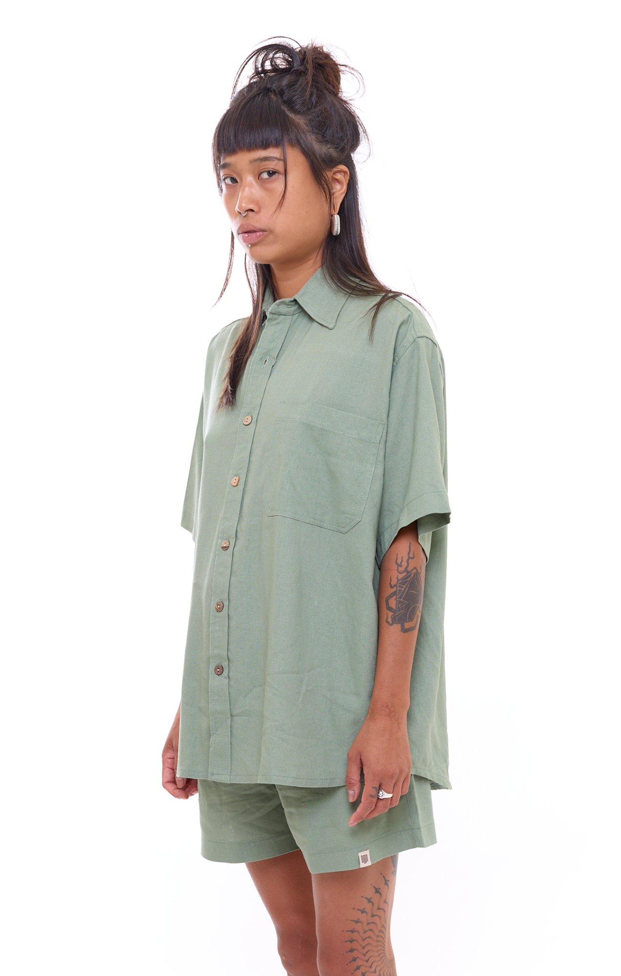 Green - Unisex Oversize Linen Shirt