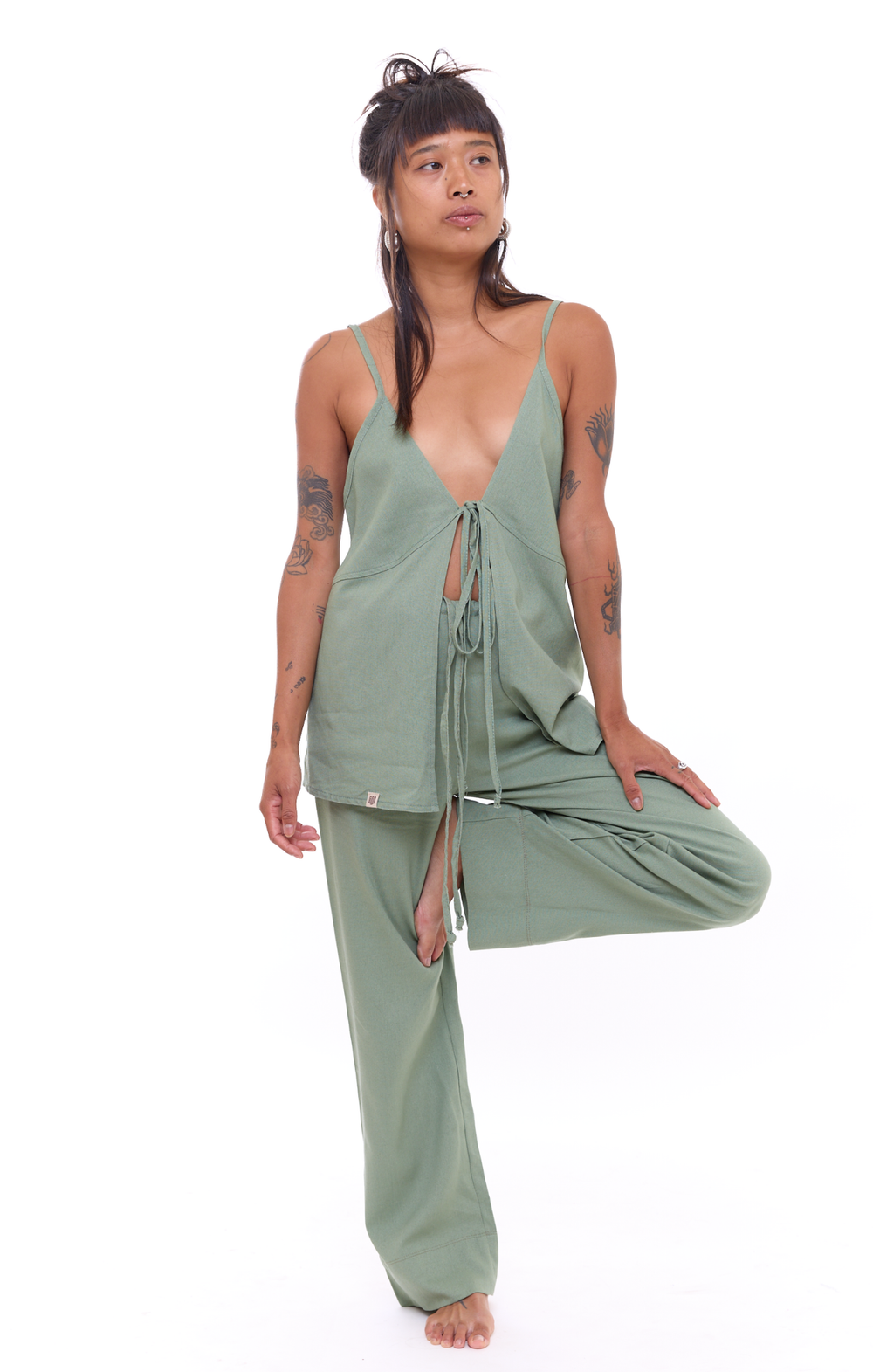 Green - Women Linen Top