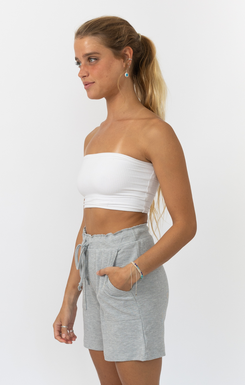 Gray - Woman Waffle Shorts