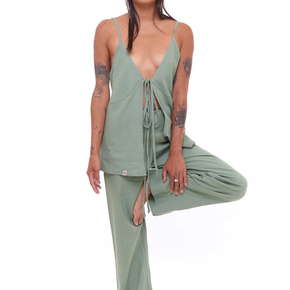 
                      
                        Green - Woman Linen Long Pants
                      
                    