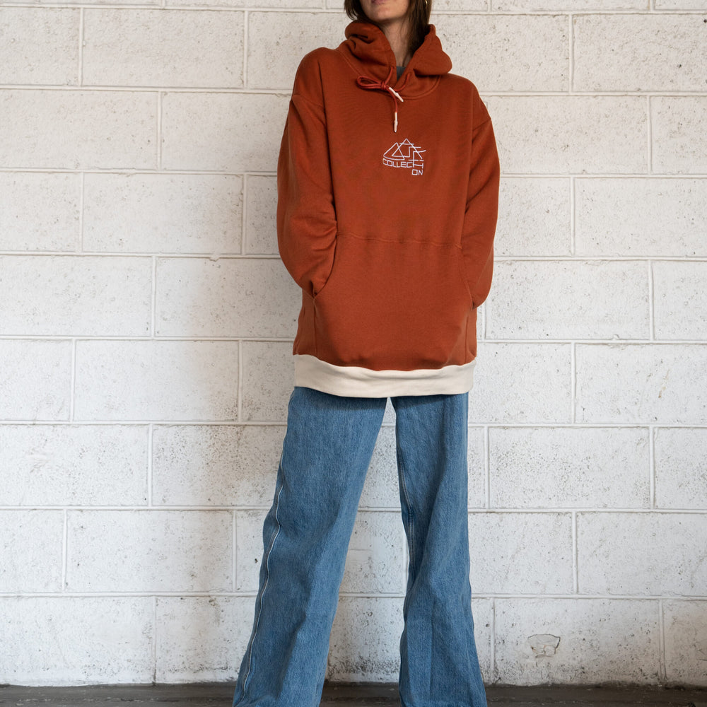 Orange hoodie white sleeve