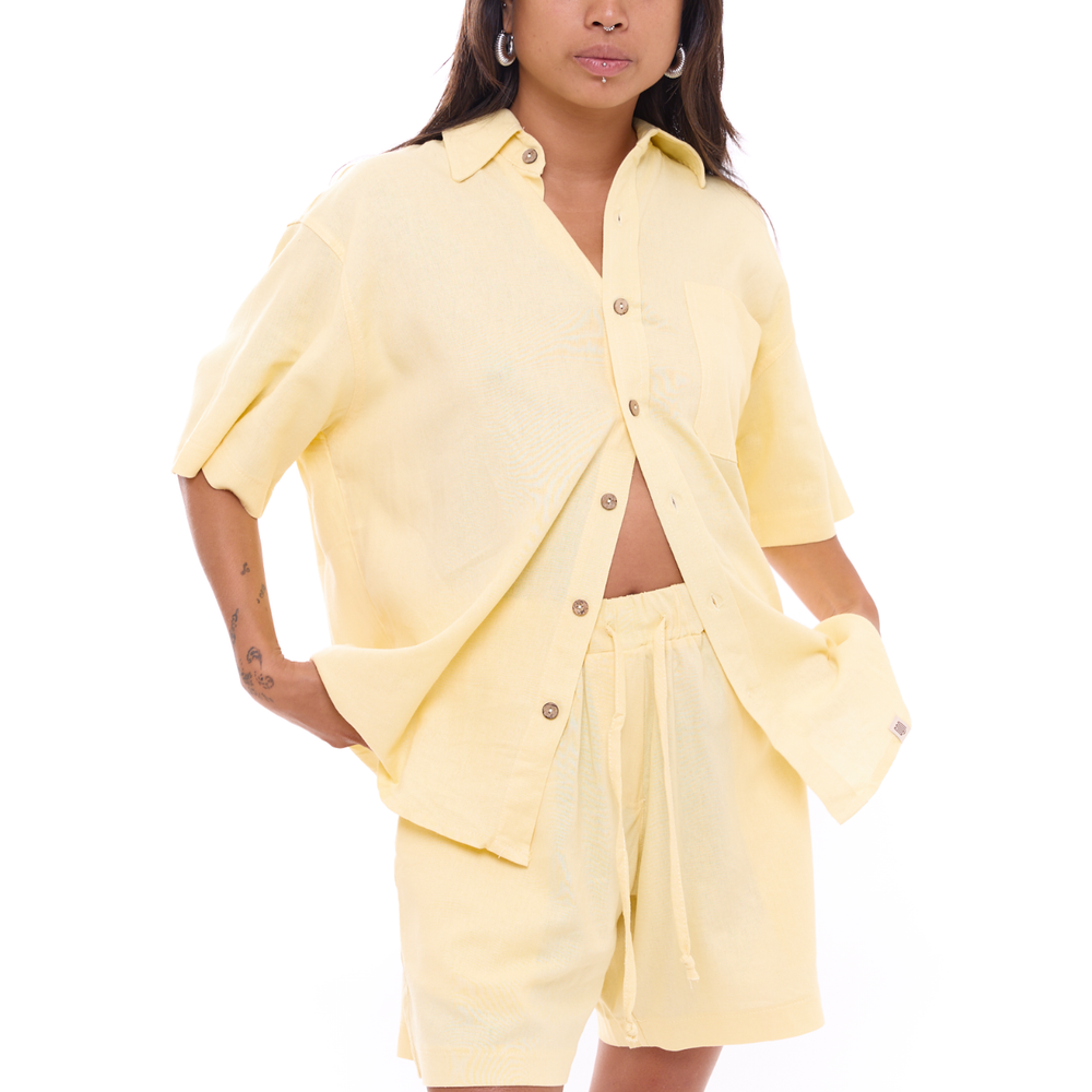 Yellow - Unisex Oversize Linen Shirt