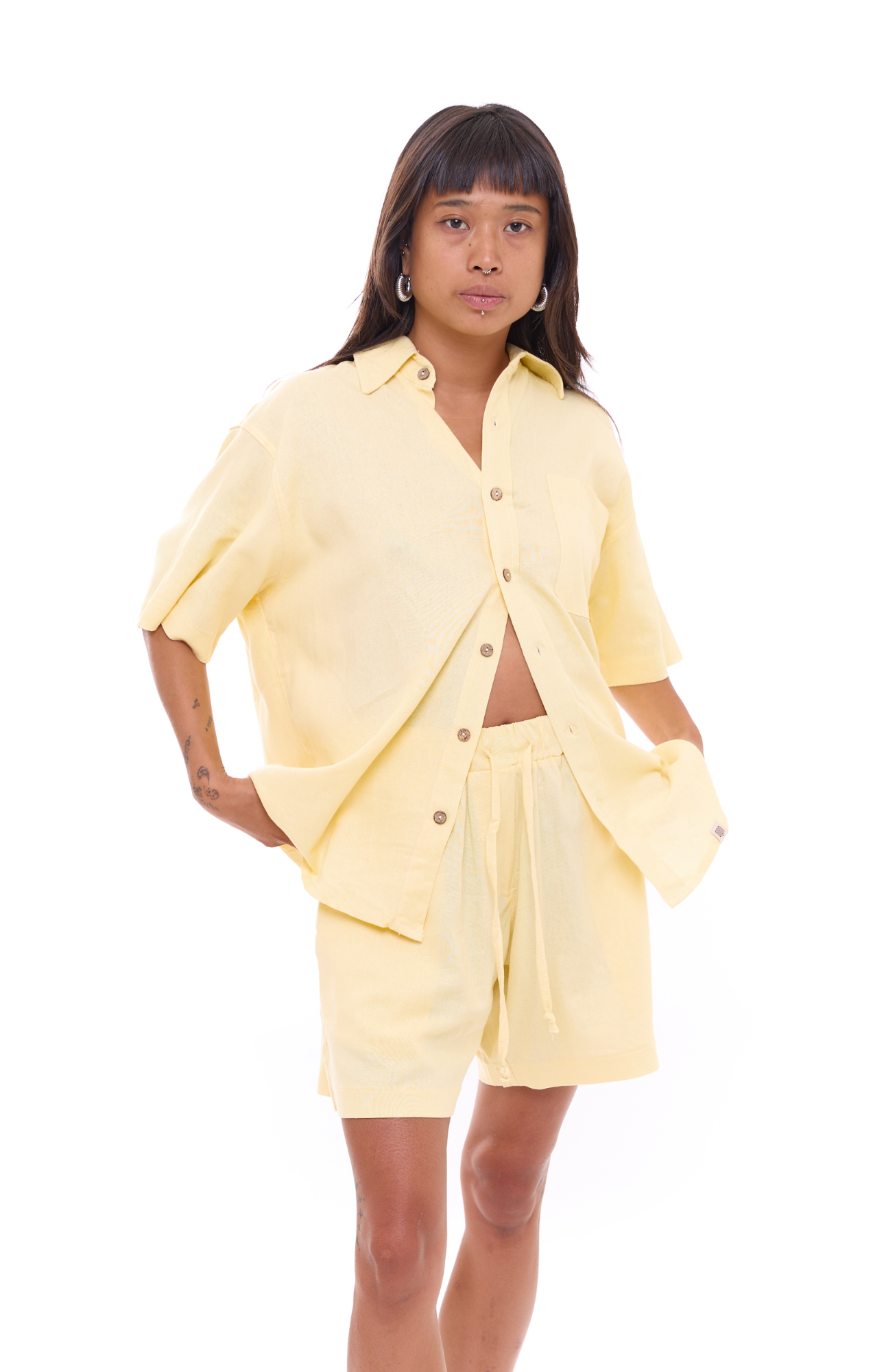 Yellow - Unisex Oversize Linen Shirt