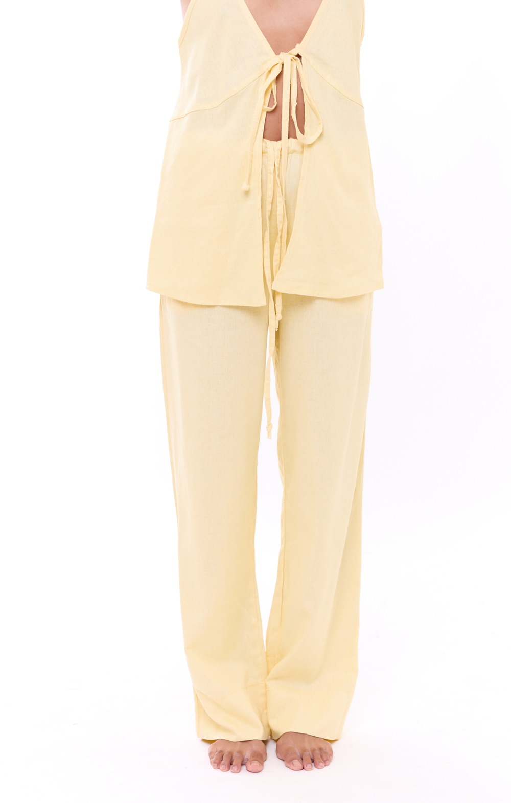 Yellow - Woman Linen Long Pants