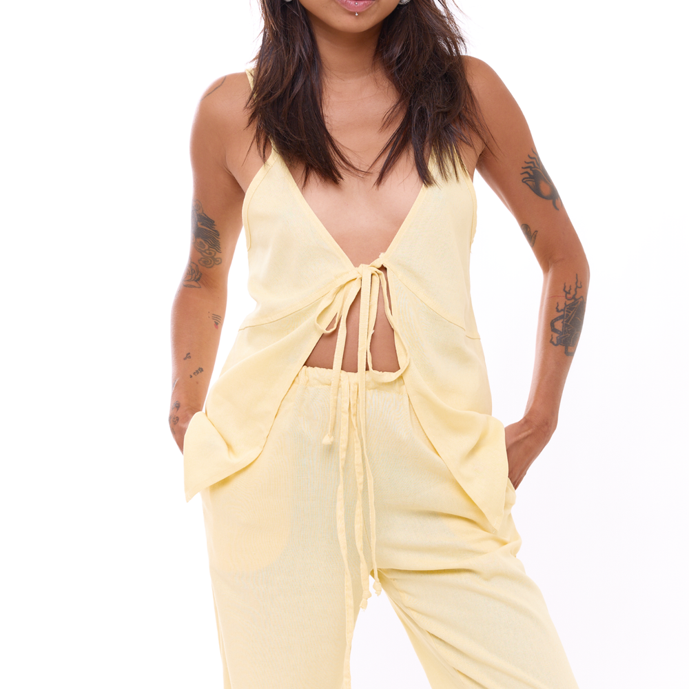 
                      
                        Yellow - Woman Linen Long Pants
                      
                    