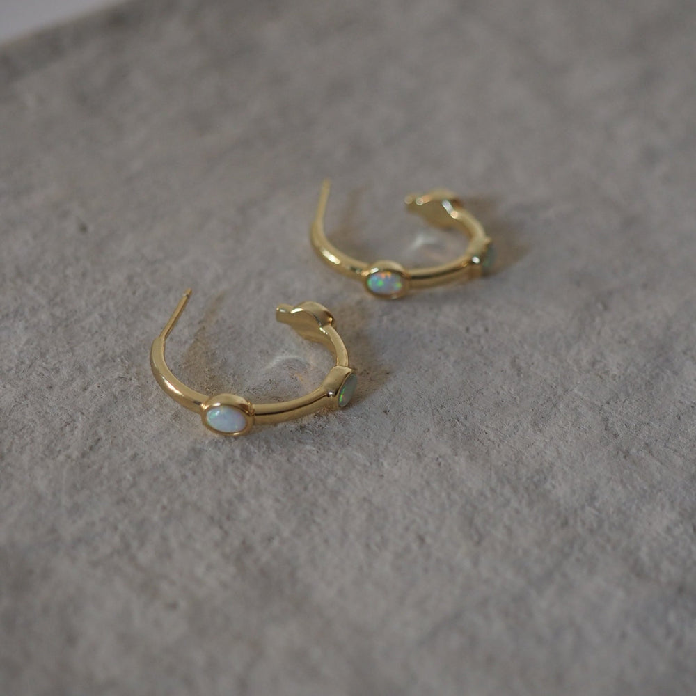 Opal hoops earrings