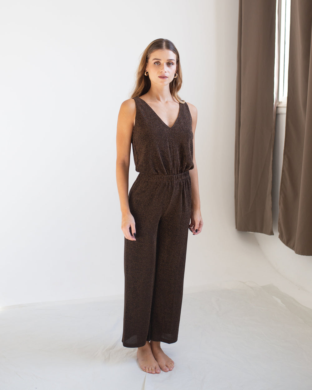 Sparkly Brown Maxi Jumpsuit