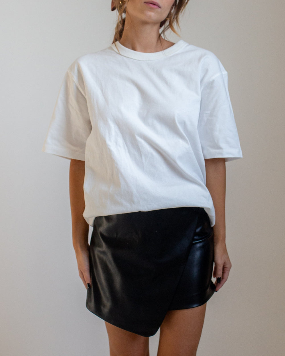 Faux Leather Wrap Skirt